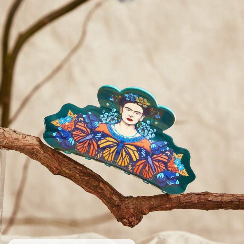 Frida Kahlo X Rebelliousrose Human And Butterfly Printed Large Clutch Bag - Picture 4 of 4
